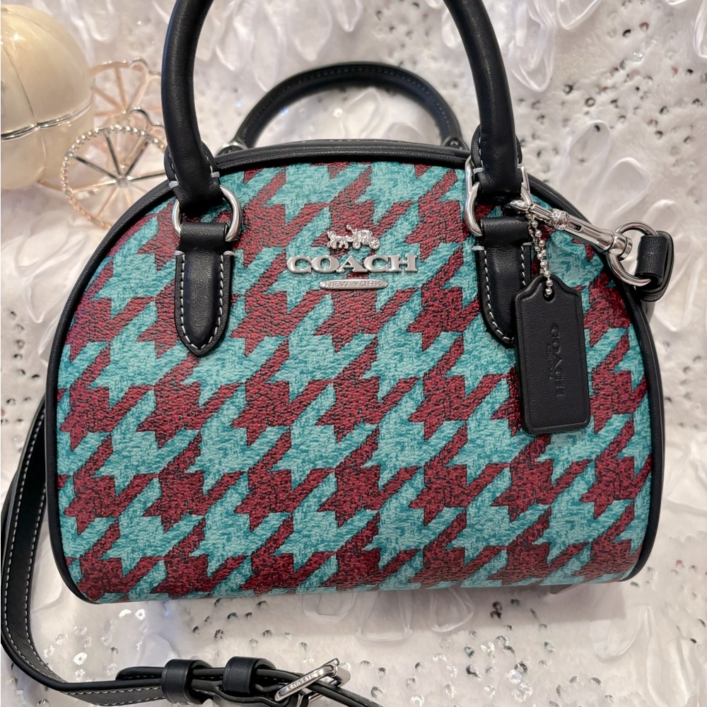 COACH NEW YORK Sydney Satchel Houndstooth - Picture 5 of 9